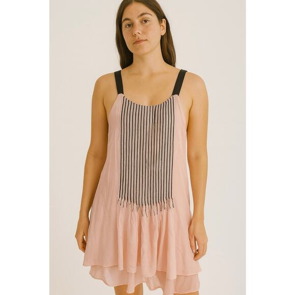 NWT Susana Monaco Pink Sleeveless Fringe Mini Dress 4 Coquette 70s Gatsby Swing - Picture 1 of 7